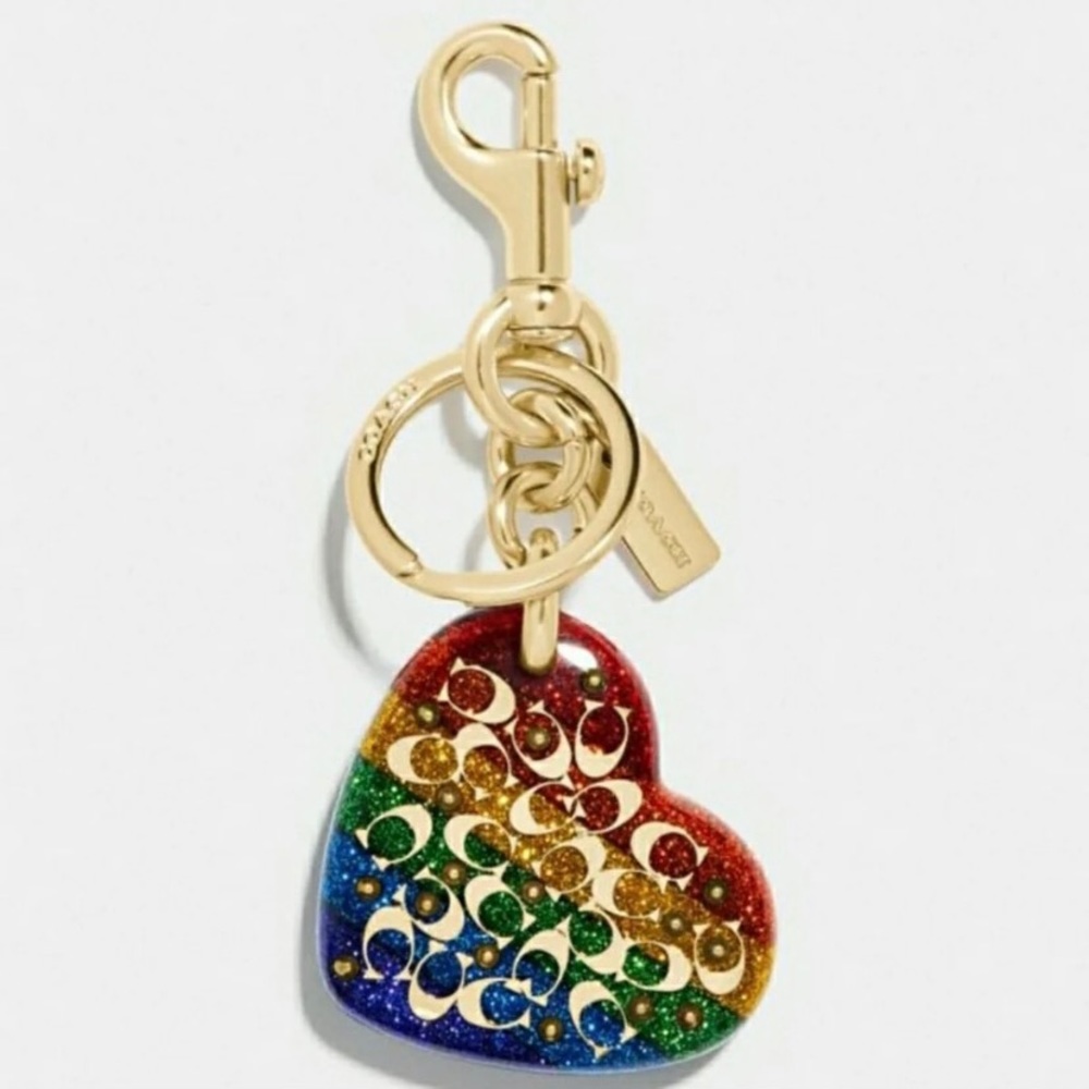 Coach rainbow heart purse charm